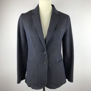 Chloé Navy Wool Seersucker Boyfriend Blazer Jacket